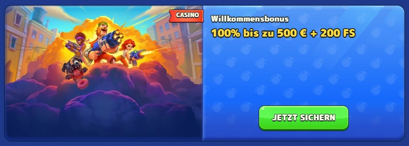 Pistolo Willkommensbonus mit 100 Prozent bis zu 500 Euro plus 200 Freispiele