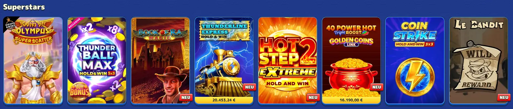 Pistolo Superstars mit beliebten Spielautomaten