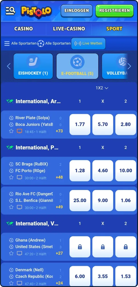 Live-Wetten auf verschiedene Sportarten